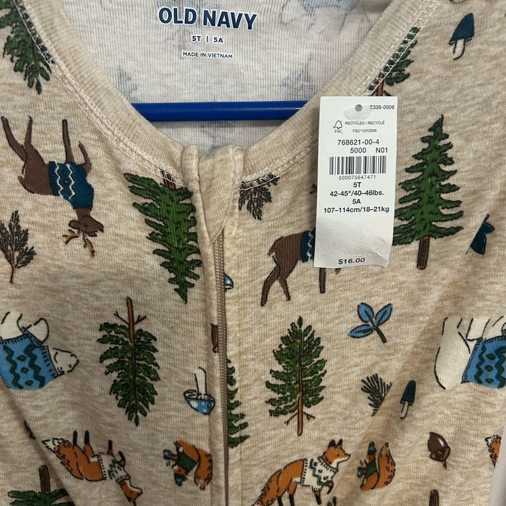 Two Pairs Pyjamas- Old Navy Woodland Animals Print Kids Footy Pajamas - Picture 5 of 7